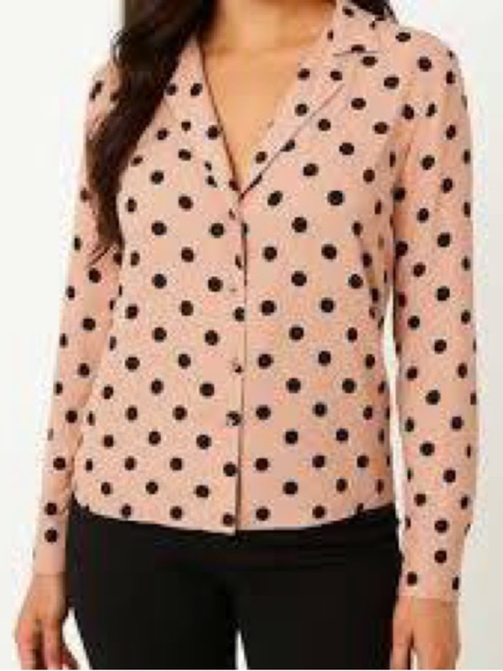 Reformation Pink Button-Front Polka Dot Blouse Sz S